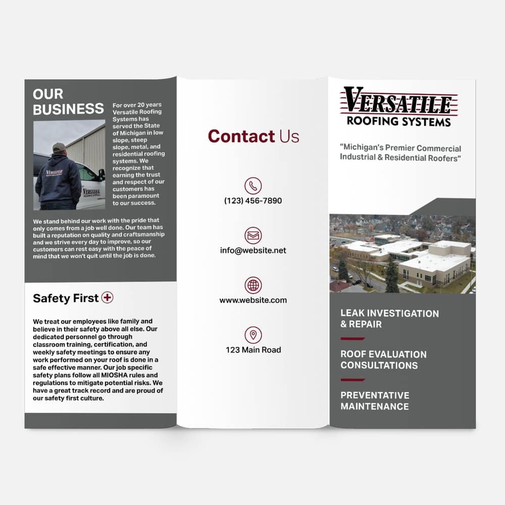 Versatile Roofing Trifold Outside